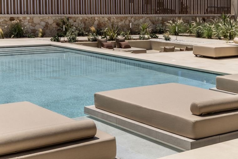 Loungers beside the pool