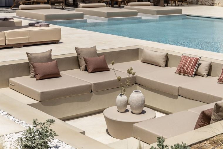 Cushions of the sunken lounge
